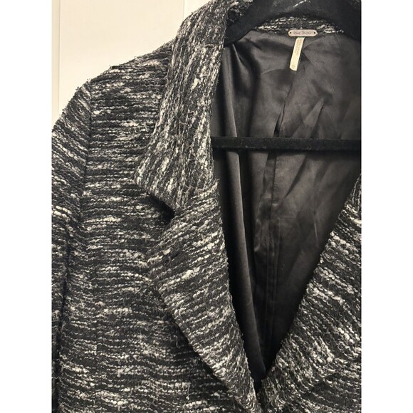 Free People Boucle Jacket Coat XS Tweed Boucle Textured Blazer Chevron - Picture 3 of 14